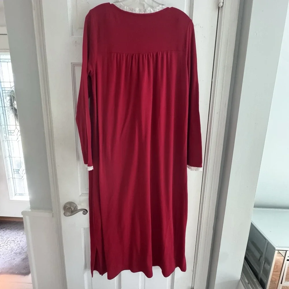 Charter Club Red Lace Trim Nightgown S Holiday‎ Christmas Cottagecore Victorian
